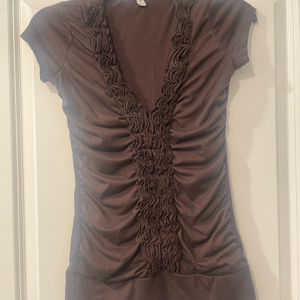 Moa Moa Chocolate Ruched Blouse